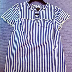 Talbots Striped Ruffle Collar Top